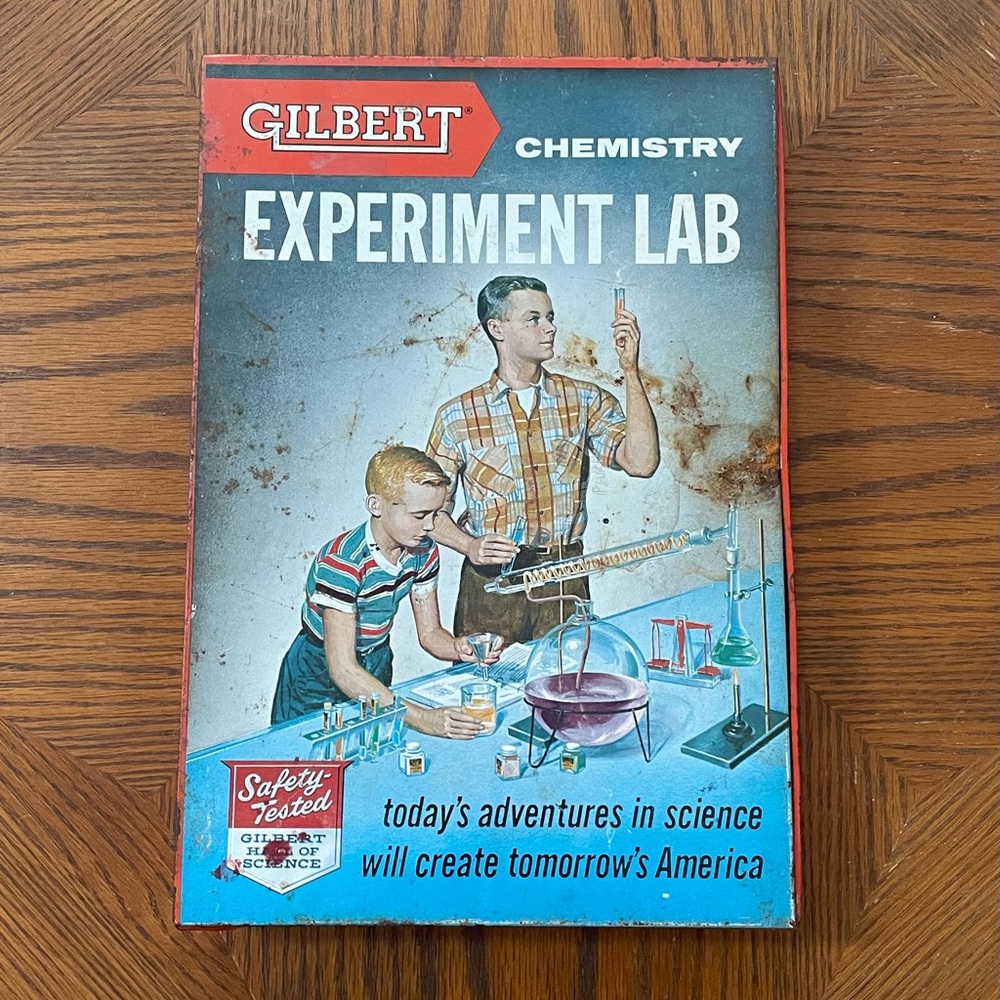 Vintage Gilbert Chemistry Experiment Lab Metal Box with Hinged Lid